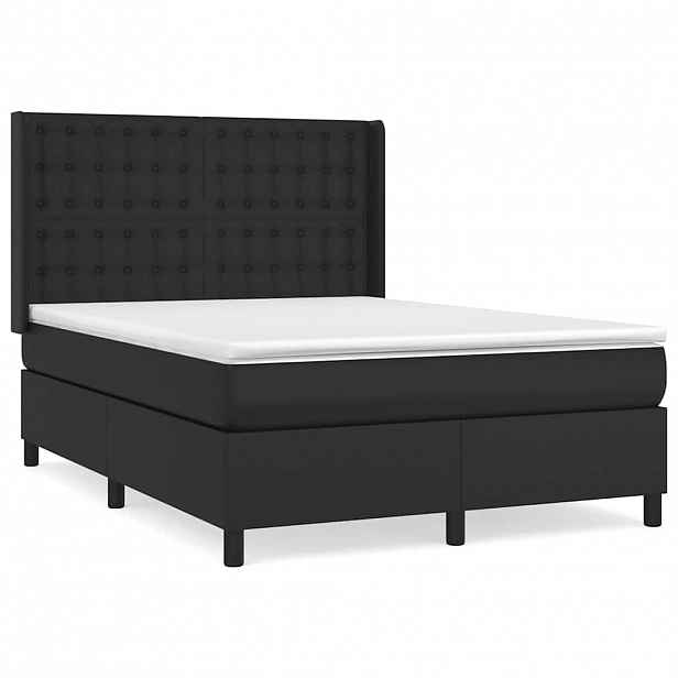 vidaXL Box spring postel s matrací černá 140 x 190 cm umělá kůže
