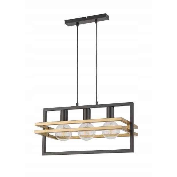 Dekorativní loftová závěsná lampa, černá, zlatá, trojitá, Sigma