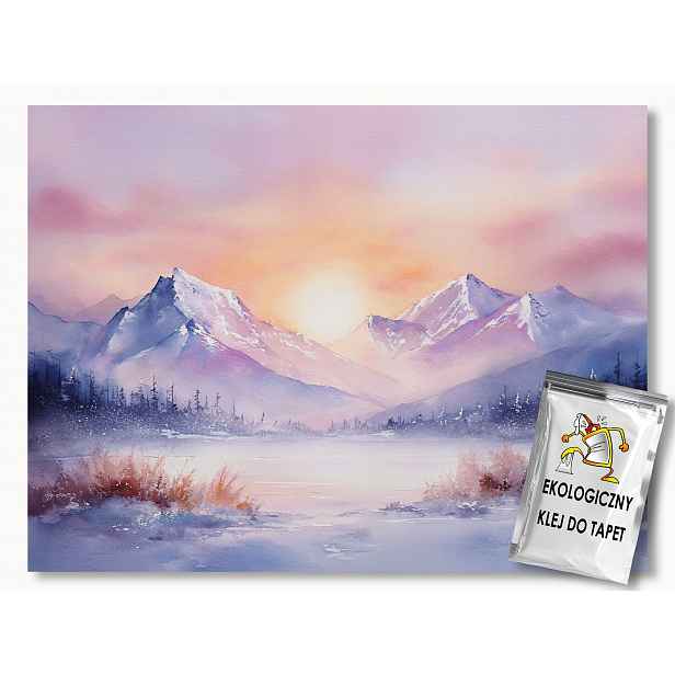 Fototapeta Flizelina Krajina Hory Les Jezero Mlha Zima Sníh 312x219 130g
