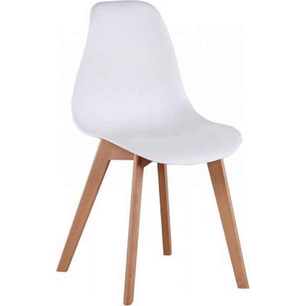Jídelní židle, bílá/buk, AYNA - 46x51x85 cm