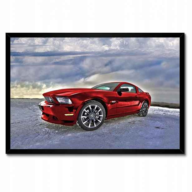 Plakáty v rámu 60x40 Červený Mustang Sníh