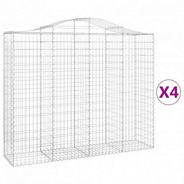 vidaXL Klenuté gabionové koše 4 ks 200x50x160/180cm pozinkované železo