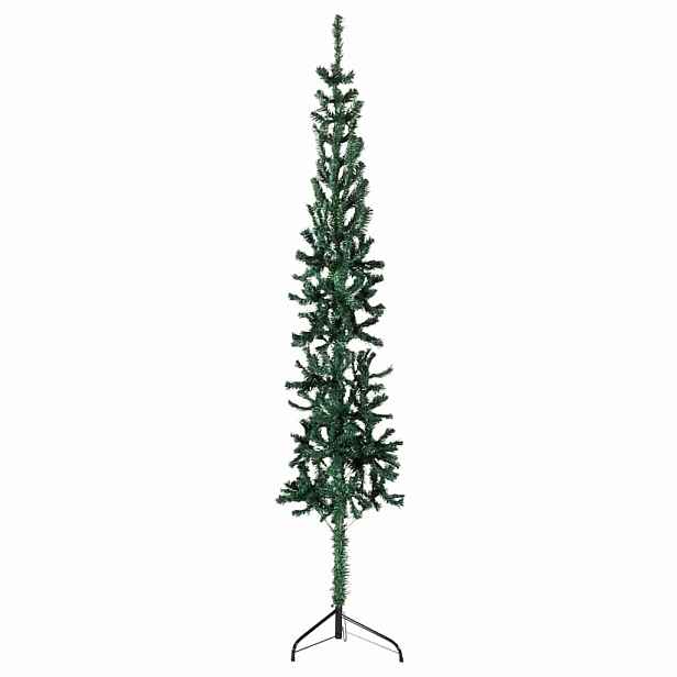 vidaXL Úzký umělý poloviční vánoční stromek se stojanem zelený 180 cm
