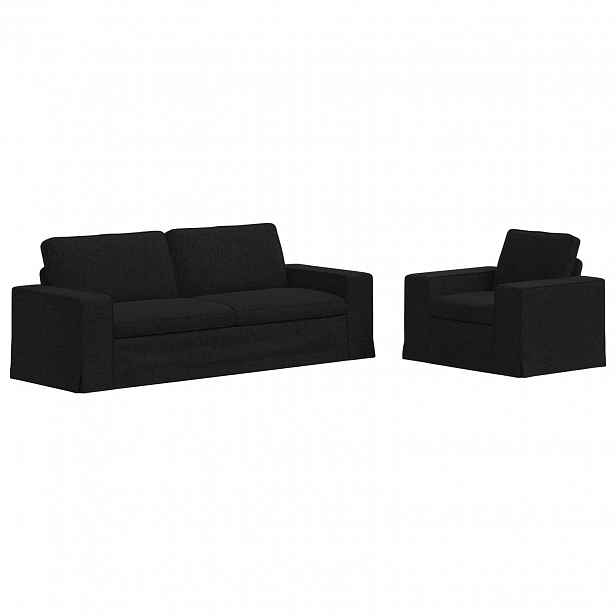 vidaXL Set pohovek 2 ks Černá textil