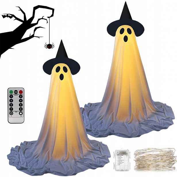 2X Strašidelný Duch Svítící Na Halloween, Dekorace Do Zahrady I Do Interiéru
