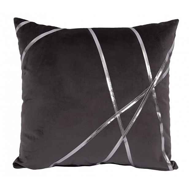 Dekorační polštář Vanessa 45x45 cm, antracitový s pruhy