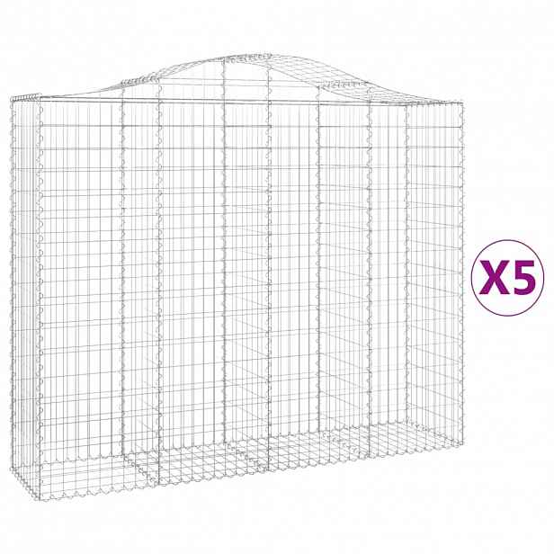 vidaXL Klenuté gabionové koše 5 ks 200x50x160/180cm pozinkované železo