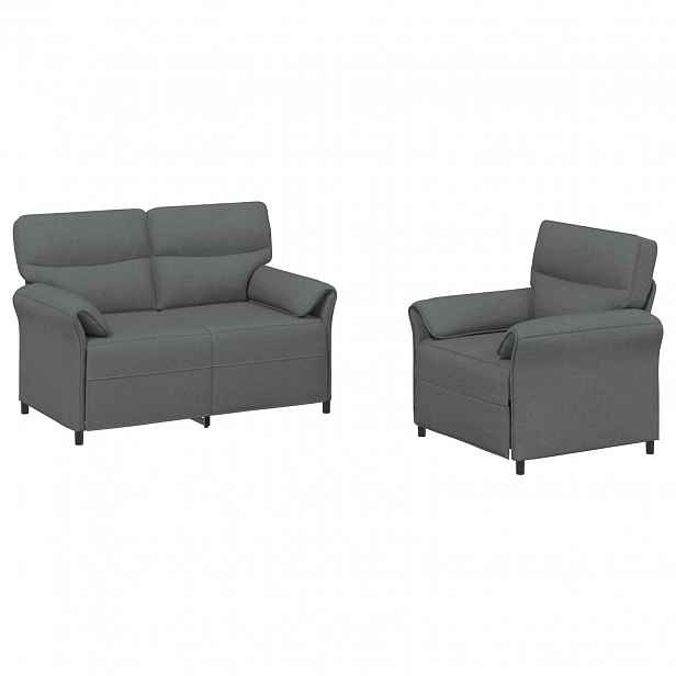 vidaXL Set pohovek 2 ks Tmavě šedá Textil