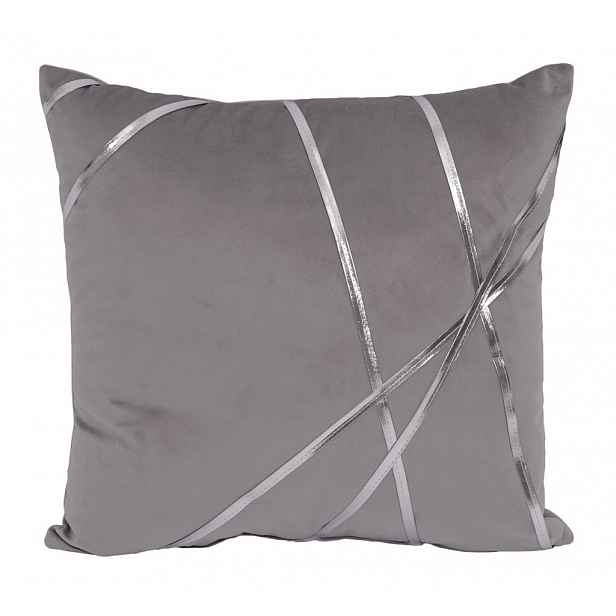 Dekorační polštář Vanessa 45x45 cm, stříbrný s pruhy