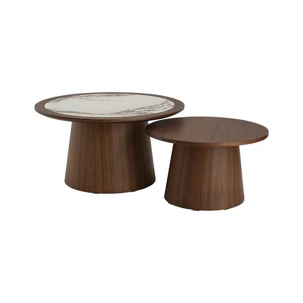 Hnědý kulatý konferenční stolek z MDF Tiffty – Ellos Home