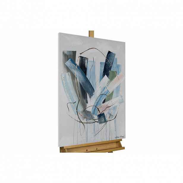 KUNSTLOFT RUČNĚ MALOVANÝ AKRYLOVÝ OBRAZ MODRÝ/ŠEDÝ, 60/90 CM