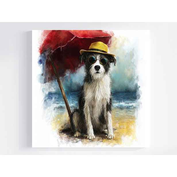 Obraz Na Plátně Canvas Portrét Zvíře Pes Dovolená Pláž Moře 50x50