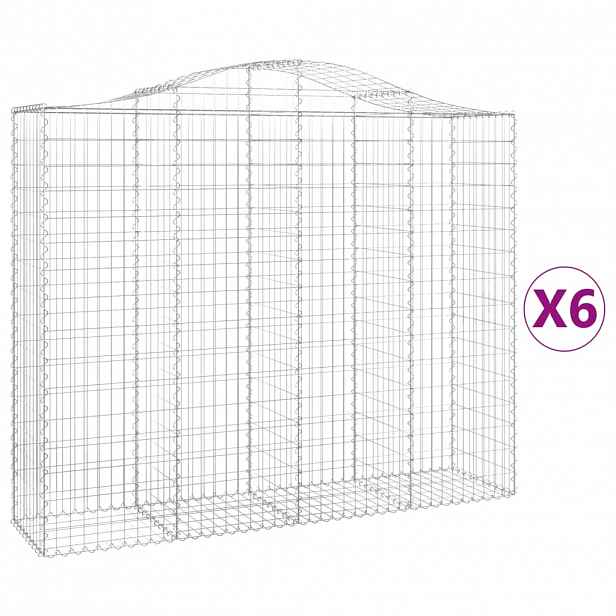 vidaXL Klenuté gabionové koše 6 ks 200x50x160/180cm pozinkované železo
