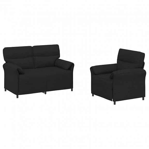 vidaXL Set pohovek 2 ks Černá Textil
