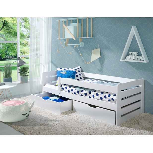 ArtBed Dětská postel se zábrankou BELLA | bílá 80 x 180 cm