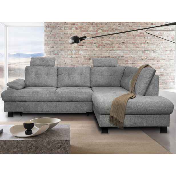 Rohová sedačka Roxy, holubí šedá látka, pravý roh