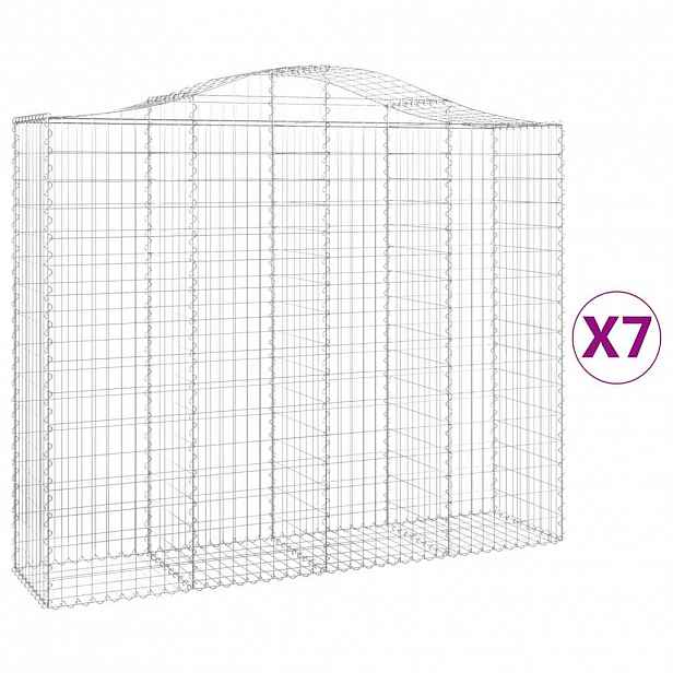 vidaXL Klenuté gabionové koše 7 ks 200x50x160/180cm pozinkované železo