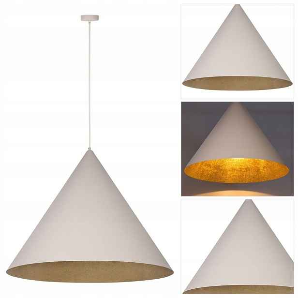 Závěsná lampa Vesuvio béžová s regulací plynulých linií nad křeslem Sigma Lighting