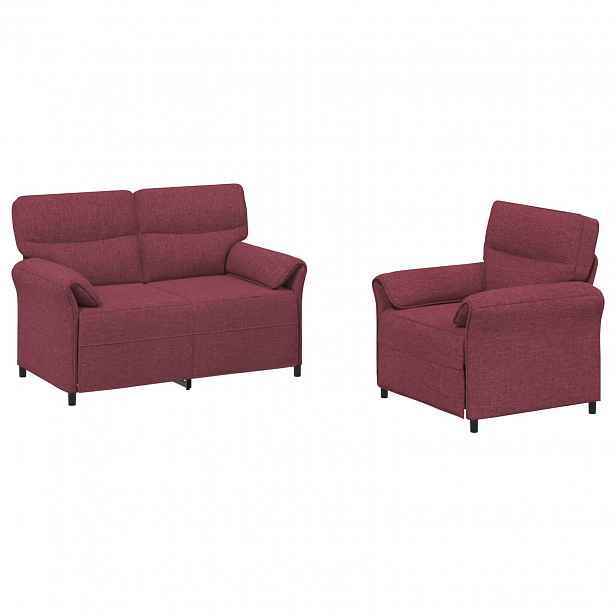 vidaXL Set pohovek 2 ks Víno Červené Textil