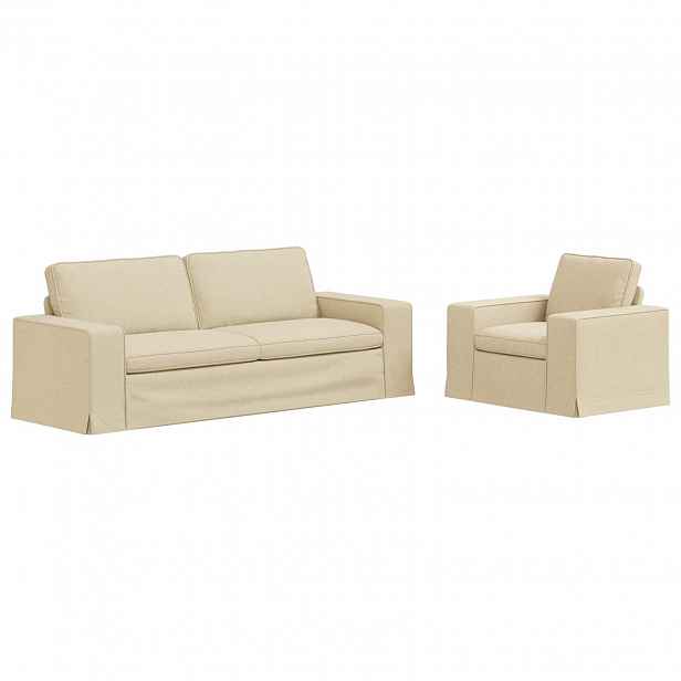 vidaXL Set pohovek 2 ks Krémová textil