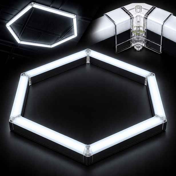 Černý stropní panel HEX1 1 ks Led 42W 6500K 92x79 Cm dílna
