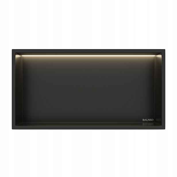 Koupelnová Polička Černá S Led Osvětlením 60x30x10 Nerezová Ocel