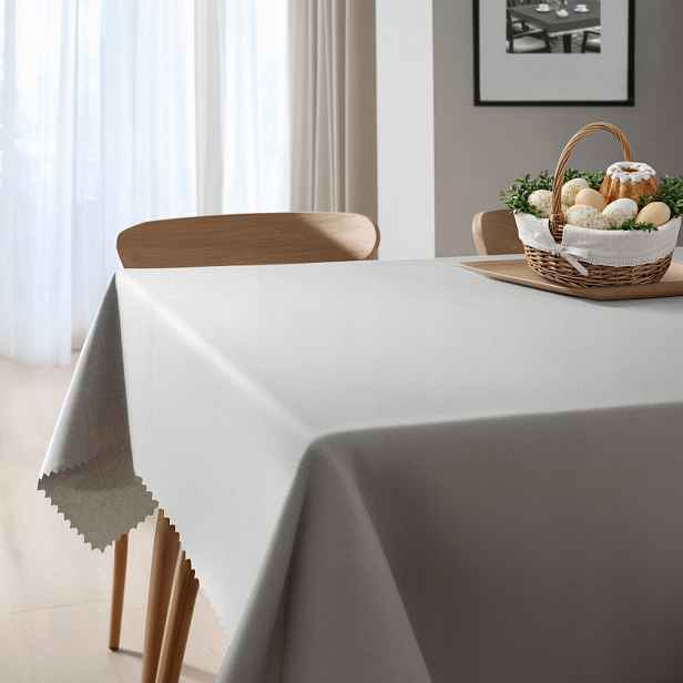 Vánoční ubrus 220x350 šedý, odolný vůči skvrnám, polyester bez vzoru, hladký