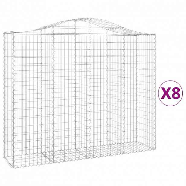 vidaXL Klenuté gabionové koše 8 ks 200x50x160/180cm pozinkované železo