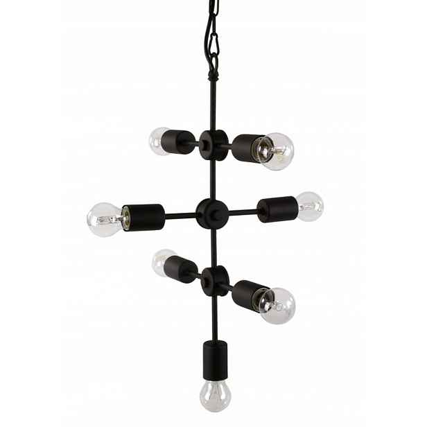 Závěsná lampa Retro kovová černá na 7 žárovek