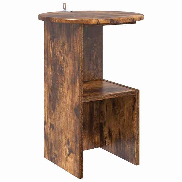 vidaXL Boční stůl Kouřový dub Ø 39,5 x 55 cm Kompozitní dřevo