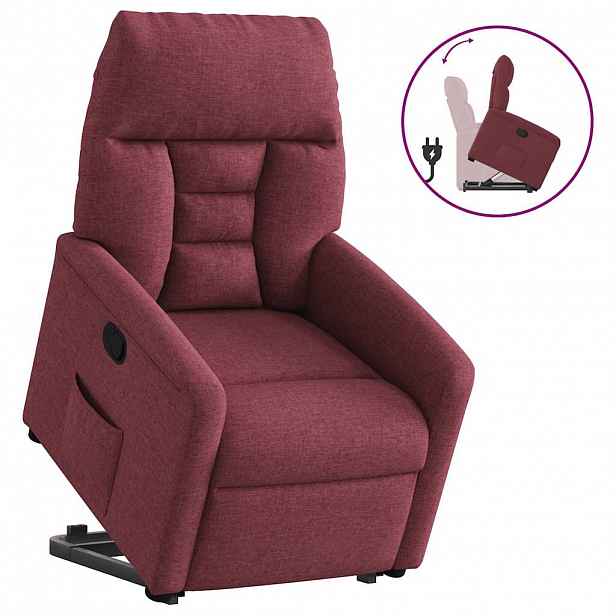 vidaXL Zvedací polohovací křeslo vínové textil