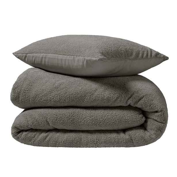 Antracitové povlečení na dvoulůžko/prodloužené z mikroplyše 240x220 cm Helena – douceur d'intérieur