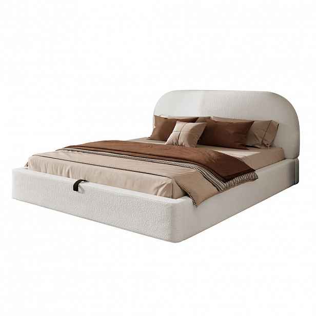 FLIEKS ČALOUNĚNÁ POSTEL 160x200 Béžová Bouclé Hydraulika