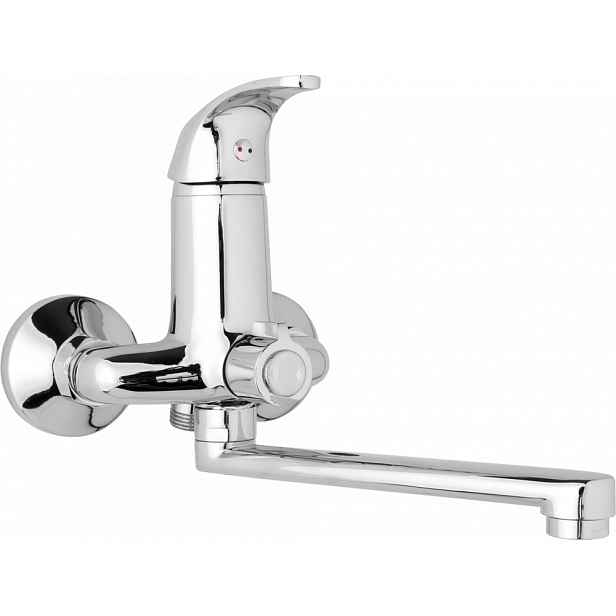JB Sanitary Nástěnná umyvadlová a sprchová baterie SLIM, rozteč 100 mm, otočný přepínač v těle, bez příslušenství, ramínko 300 mm A10 34 10