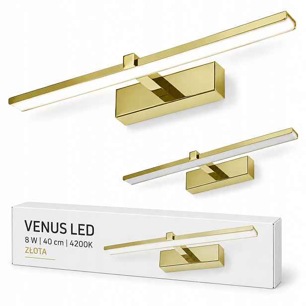Nad komodu Venus 8W 40 cm zlatá Led nástěnná lampa 4200K IP44 580lm do obývacího pokoje