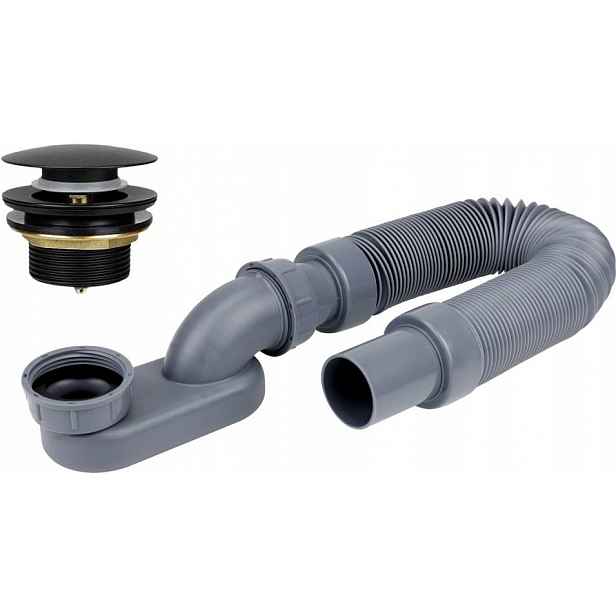 Vanový Sifon Flexibilní A Nastavitelný Zátka Klik Klak Černá