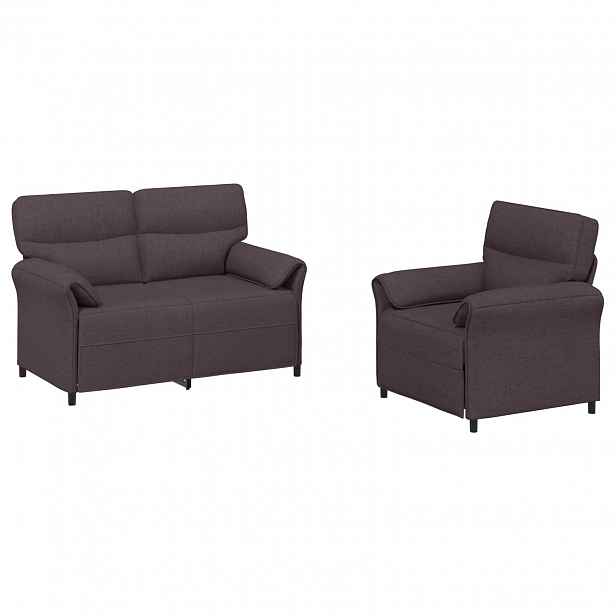 vidaXL Set pohovek 2 ks Tmavě hnědá Textil