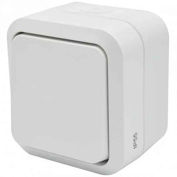Vypínač zvonkový na omítku Aqua Pro IP55 vodotěsný bílý