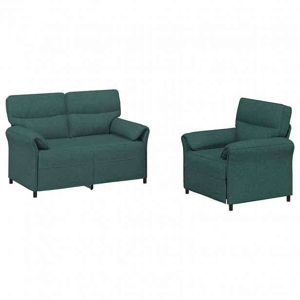 vidaXL Set pohovek 2 ks Tmavě zelená Textil