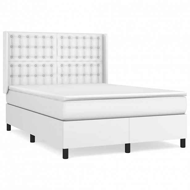 vidaXL Box spring postel s matrací bílá 140x200 cm umělá kůže