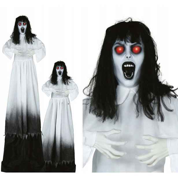 Dámská Interaktivní Dekorace Zombie 180 CM Halloweenová Led
