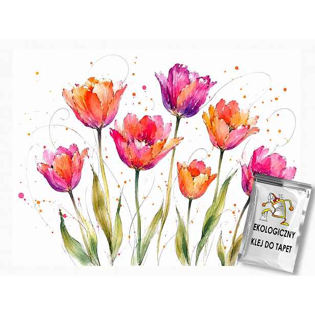 Fototapeta Flizelina Akvarel Zahrada Jaro Květiny Tulipány 416x254 130g