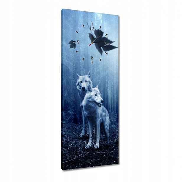 Hodiny 40x100 Vlci v modrém lese