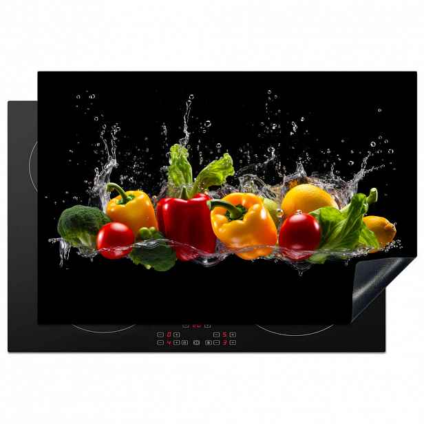 MuchoWow KRYT NA INDUKČNÍ DESKU Sladká paprika - Vodní - Zeleninová - Černá 76x51.5 cm