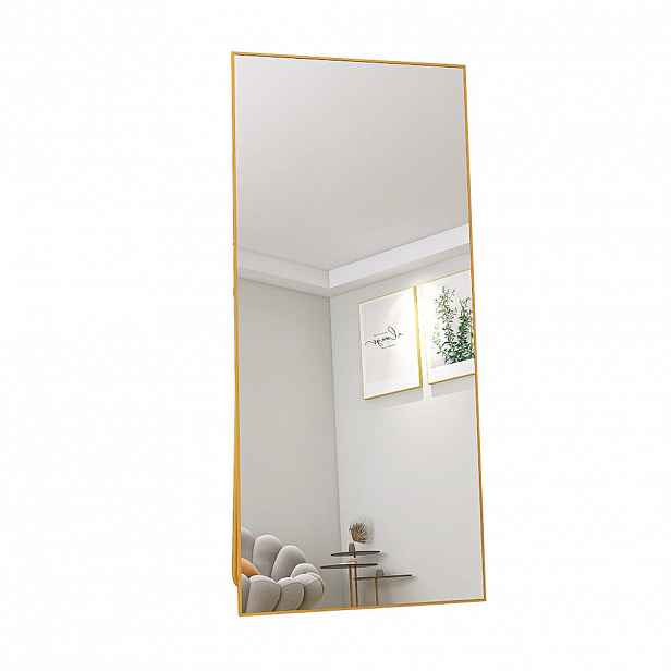 STOJACÍ zrcadlo 180x80 cm – Volně stojící a nástěnné, rám z hliníkové slitiny zlatý