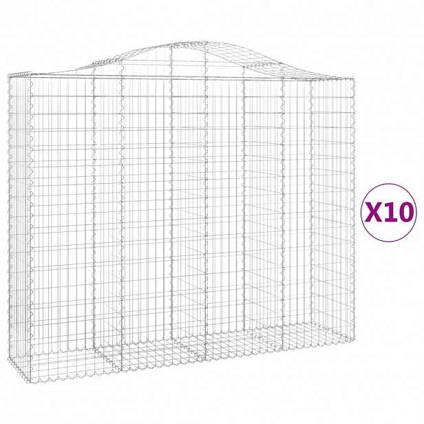 vidaXL Klenuté gabionové koše 10ks 200x50x160/180cm pozinkované železo