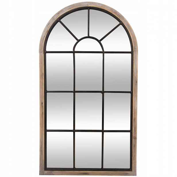 Zrcadlo V Dřevěném Rámu Okno Vintage Styl 106 cm