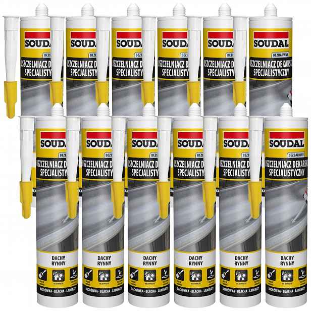 12 Ks Soudal specializovaný pokrývačský tmel Bezbarvý