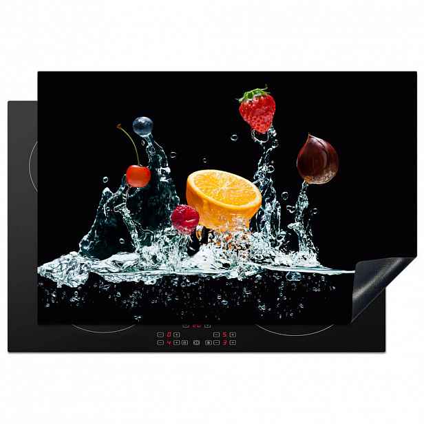 MuchoWow KRYT NA INDUKČNÍ DESKU Voda - Ovoce - Pomeranč - Jahoda - Třešeň - Černá 76x51.5 cm