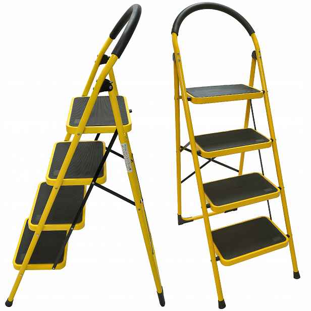 Žebřík 4stupňový ocelový domácí žebřík vysoké kvality 150 kg
